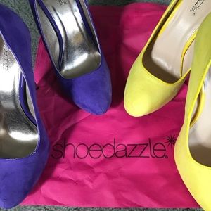 Bright Suede Gold Heeled Pumps Bundle